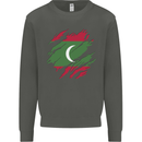 Torn Maldives Flag Maldivian Day Football Kids Sweatshirt Jumper Storm Grey