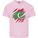 Torn Maldives Flag Maldivian Day Football Kids T-Shirt Childrens Light Pink