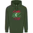 Torn Maldives Flag Maldivian Day Football Mens 80% Cotton Hoodie Forest Green