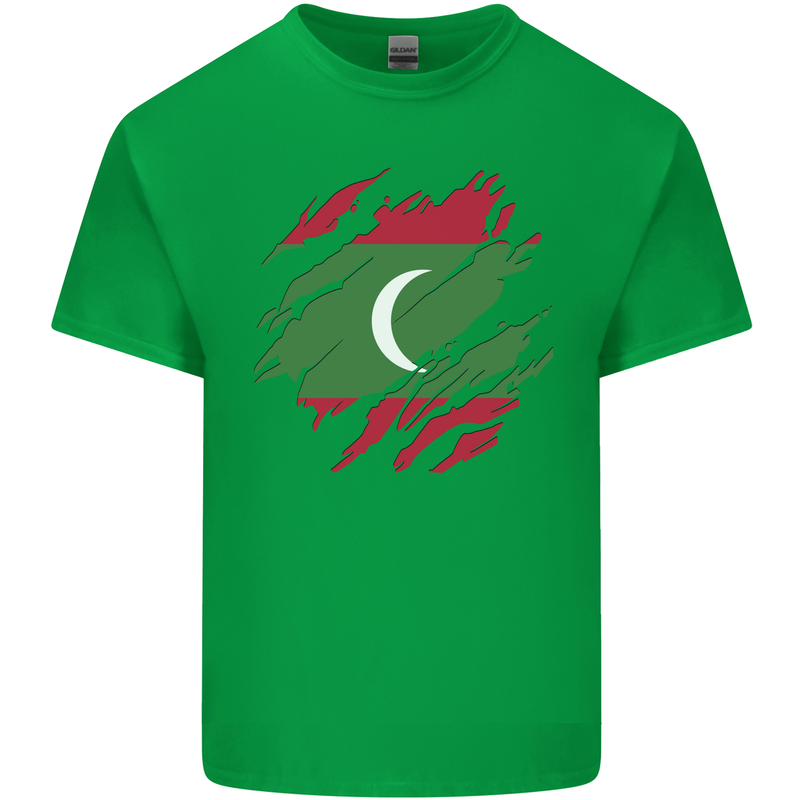 Torn Maldives Flag Maldivian Day Football Mens Cotton T-Shirt Tee Top Irish Green