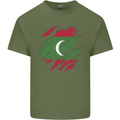 Torn Maldives Flag Maldivian Day Football Mens Cotton T-Shirt Tee Top Military Green