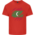 Torn Maldives Flag Maldivian Day Football Mens Cotton T-Shirt Tee Top Red