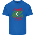 Torn Maldives Flag Maldivian Day Football Mens Cotton T-Shirt Tee Top Royal Blue
