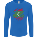 Torn Maldives Flag Maldivian Day Football Mens Long Sleeve T-Shirt Royal Blue
