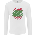 Torn Maldives Flag Maldivian Day Football Mens Long Sleeve T-Shirt White