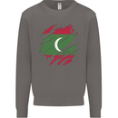 Torn Maldives Flag Maldivian Day Football Mens Sweatshirt Jumper Charcoal