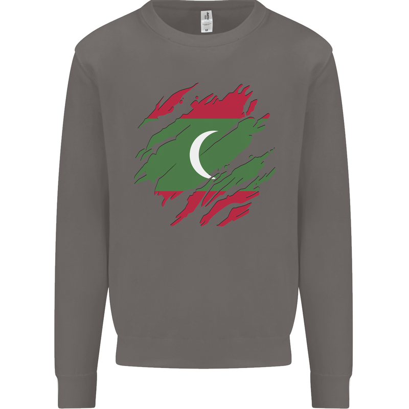 Torn Maldives Flag Maldivian Day Football Mens Sweatshirt Jumper Charcoal