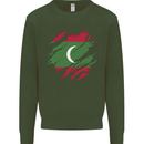 Torn Maldives Flag Maldivian Day Football Mens Sweatshirt Jumper Forest Green