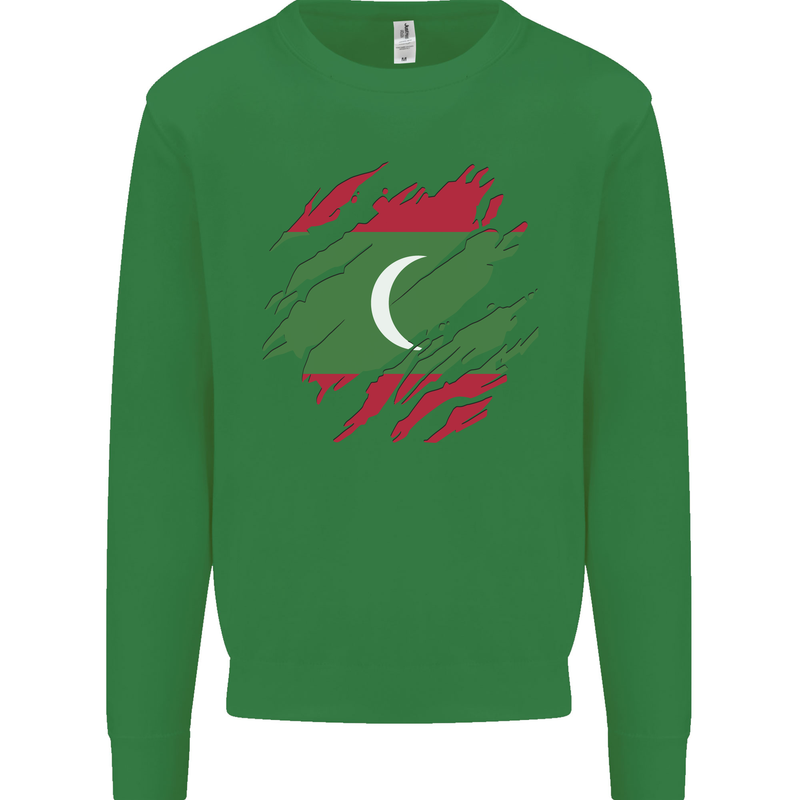 Torn Maldives Flag Maldivian Day Football Mens Sweatshirt Jumper Irish Green