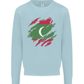 Torn Maldives Flag Maldivian Day Football Mens Sweatshirt Jumper Light Blue
