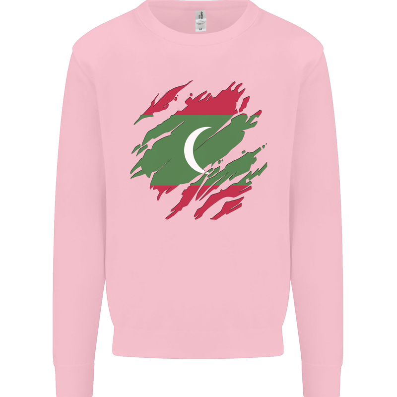 Torn Maldives Flag Maldivian Day Football Mens Sweatshirt Jumper Light Pink