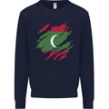 Torn Maldives Flag Maldivian Day Football Mens Sweatshirt Jumper Navy Blue