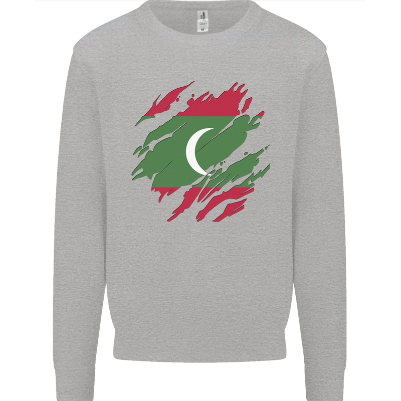 Torn Maldives Flag Maldivian Day Football Mens Sweatshirt Jumper Sports Grey