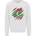Torn Maldives Flag Maldivian Day Football Mens Sweatshirt Jumper White