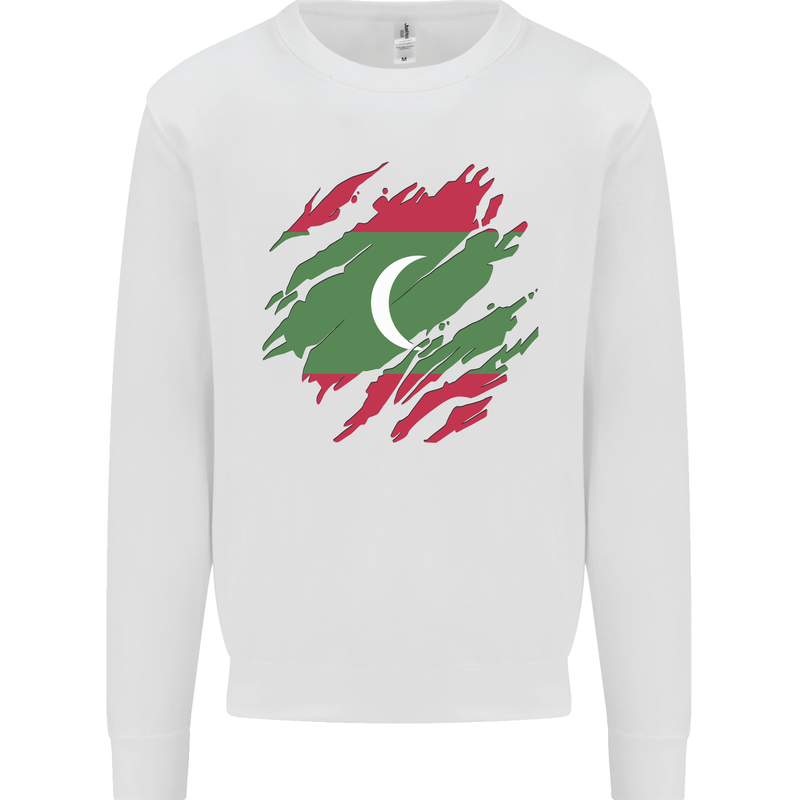 Torn Maldives Flag Maldivian Day Football Mens Sweatshirt Jumper White