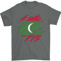 Torn Maldives Flag Maldivian Day Football Mens T-Shirt 100% Cotton Charcoal