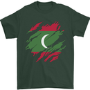 Torn Maldives Flag Maldivian Day Football Mens T-Shirt 100% Cotton Forest Green