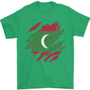 Torn Maldives Flag Maldivian Day Football Mens T-Shirt 100% Cotton Irish Green