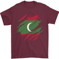 Torn Maldives Flag Maldivian Day Football Mens T-Shirt 100% Cotton Maroon