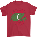 Torn Maldives Flag Maldivian Day Football Mens T-Shirt 100% Cotton Red