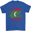Torn Maldives Flag Maldivian Day Football Mens T-Shirt 100% Cotton Royal Blue