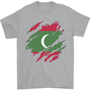 Torn Maldives Flag Maldivian Day Football Mens T-Shirt 100% Cotton Sports Grey