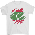 Torn Maldives Flag Maldivian Day Football Mens T-Shirt 100% Cotton White