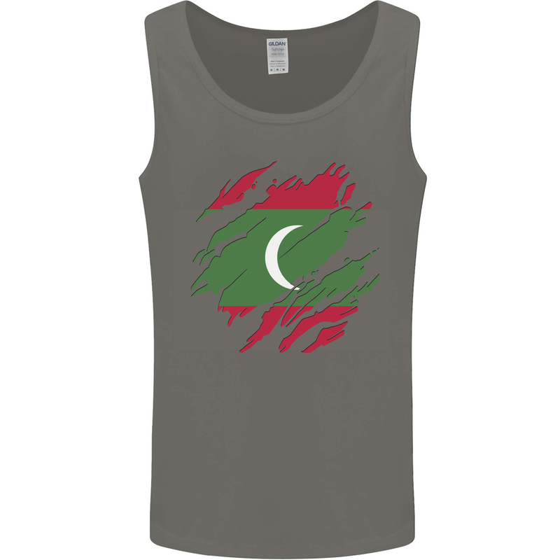 Torn Maldives Flag Maldivian Day Football Mens Vest Tank Top Charcoal