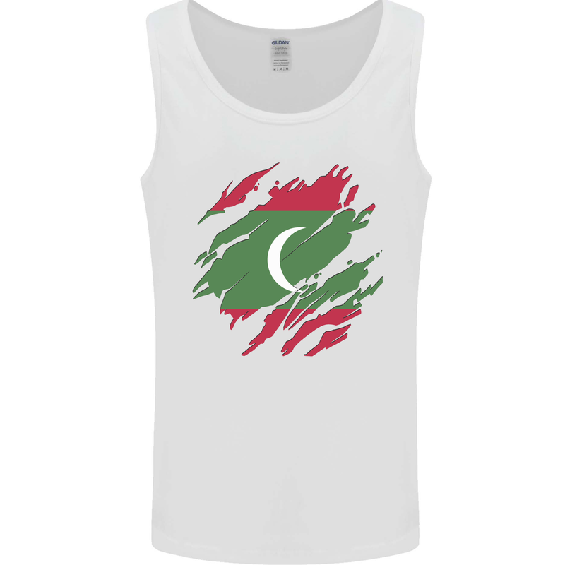 Torn Maldives Flag Maldivian Day Football Mens Vest Tank Top White