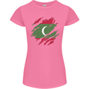 Torn Maldives Flag Maldivian Day Football Womens Petite Cut T-Shirt Azalea