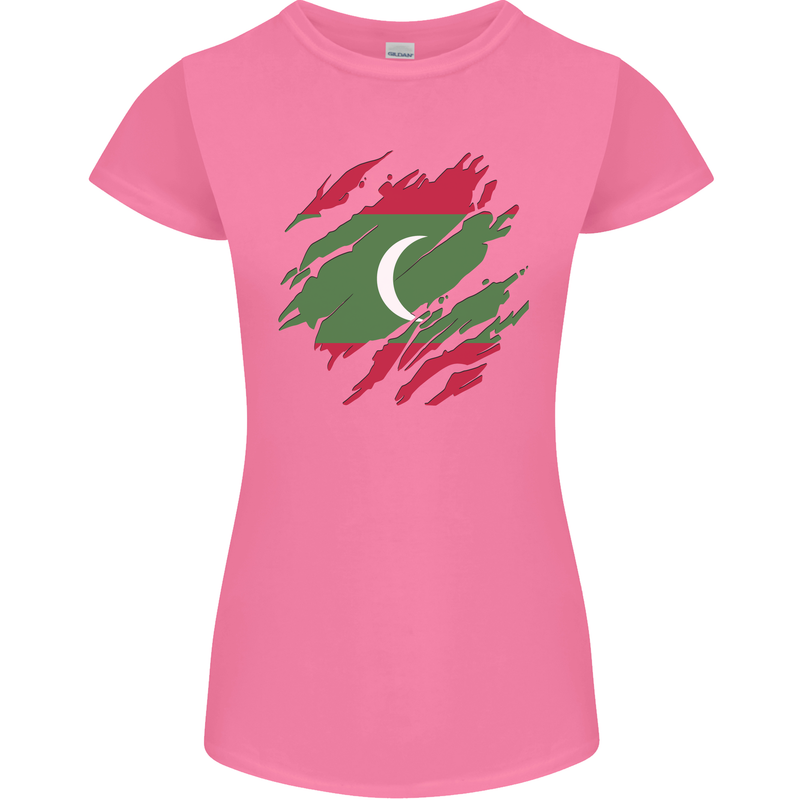 Torn Maldives Flag Maldivian Day Football Womens Petite Cut T-Shirt Azalea