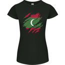 Torn Maldives Flag Maldivian Day Football Womens Petite Cut T-Shirt Black