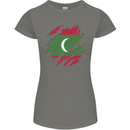 Torn Maldives Flag Maldivian Day Football Womens Petite Cut T-Shirt Charcoal