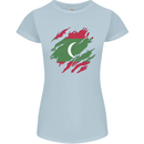 Torn Maldives Flag Maldivian Day Football Womens Petite Cut T-Shirt Light Blue