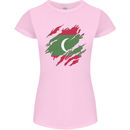 Torn Maldives Flag Maldivian Day Football Womens Petite Cut T-Shirt Light Pink