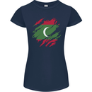 Torn Maldives Flag Maldivian Day Football Womens Petite Cut T-Shirt Navy Blue