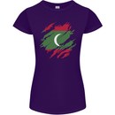 Torn Maldives Flag Maldivian Day Football Womens Petite Cut T-Shirt Purple
