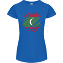Torn Maldives Flag Maldivian Day Football Womens Petite Cut T-Shirt Royal Blue