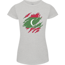 Torn Maldives Flag Maldivian Day Football Womens Petite Cut T-Shirt Sports Grey