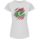 Torn Maldives Flag Maldivian Day Football Womens Petite Cut T-Shirt White