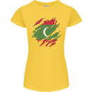 Torn Maldives Flag Maldivian Day Football Womens Petite Cut T-Shirt Yellow