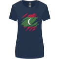 Torn Maldives Flag Maldivian Day Football Womens Wider Cut T-Shirt Navy Blue
