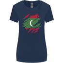 Torn Maldives Flag Maldivian Day Football Womens Wider Cut T-Shirt Navy Blue