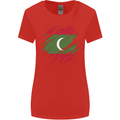 Torn Maldives Flag Maldivian Day Football Womens Wider Cut T-Shirt Red