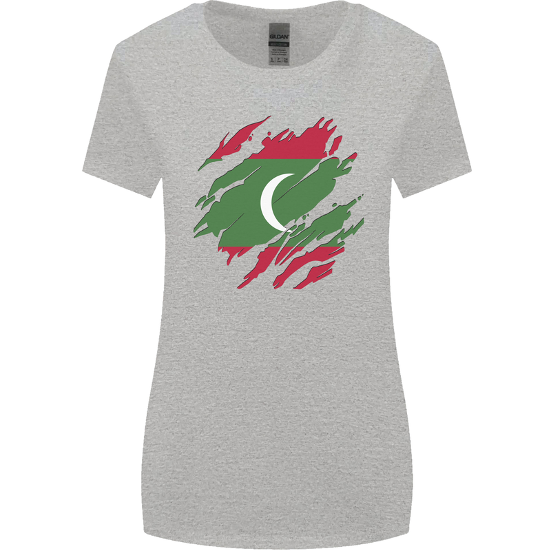 Torn Maldives Flag Maldivian Day Football Womens Wider Cut T-Shirt Sports Grey