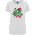 Torn Maldives Flag Maldivian Day Football Womens Wider Cut T-Shirt White