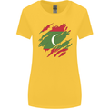 Torn Maldives Flag Maldivian Day Football Womens Wider Cut T-Shirt Yellow