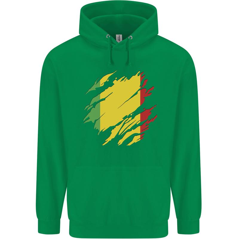 Torn Mali Flag Malian Day Football Childrens Kids Hoodie Irish Green