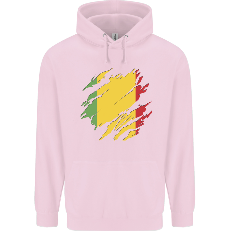 Torn Mali Flag Malian Day Football Childrens Kids Hoodie Light Pink