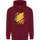 Torn Mali Flag Malian Day Football Childrens Kids Hoodie Maroon